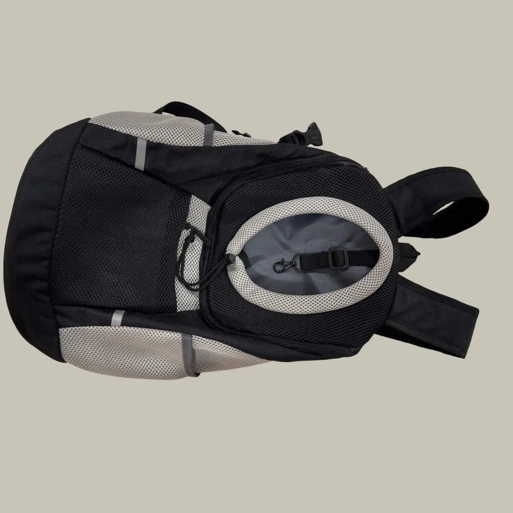 Pet Carrier Backpack Small Dog Cat Travel Bag Breathable Mesh Black Gray